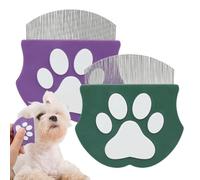 Pet Detangling Flea Comb, Dog Facial Eye Comb, Stainless Steel Tear Stain Remover, Round-Head Grooming Comb for Dog Cat (Green+Purple)