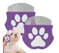 Pet Detangling Flea Comb, Dog Facial Eye Comb, Stainless Steel Tear Stain Remover, Round-Head Grooming Comb for Dog Cat (Purple*2)