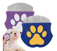 Pet Detangling Flea Comb, Dog Facial Eye Comb, Stainless Steel Tear Stain Remover, Round-Head Grooming Comb for Dog Cat (Purple+Blue)