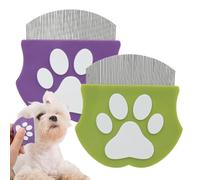Pet Detangling Flea Comb, Dog Facial Eye Comb, Stainless Steel Tear Stain Remover, Round-Head Grooming Comb for Dog Cat (Light green+Purple)