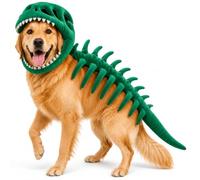 Pet Dinosaur Costume, 3D Dinosaur Skeleton Outfit (Green,Large)