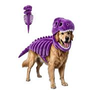 Pet Dinosaur Costume, Soft Plush T-Rex Skeleton Halloween Costume for Dogs | Cosplay Clothes for Medium & Large Dog and Cats Funny Adorable Glow-in-the-Dark Dino Outfits Big Breeds For Party Family