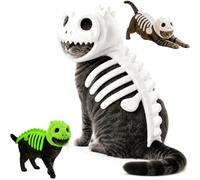 Pet Dinosaur Costume, Soft Plush T-Rex Skeleton Halloween Costume for Dogs Cosplay Clothes for Medium Large Dog and Cats Funny Adorable Glow in the Dark Dino Outfits For Party Family (White B, M-35cm)