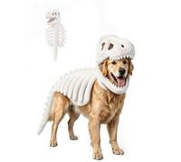 Pet Dinosaur Costume, Soft Plush T-Rex Skeleton Halloween Costume for Dogs | Cosplay Clothes for Medium & Large Dog and Cats Funny Adorable Glow-in-the-Dark Dino Outfits Big Breeds For Party Family
