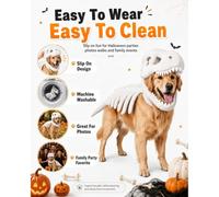 Pet Dinosaur Costume, Soft Plush T-Rex Skeleton Halloween Costume for Dogs (White)
