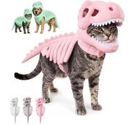 Pet Dinosaur Skeleton Costume, Dinosaur Skeleton Glow in Dark Dog and Cat Costume, Dog Halloween Costumes, Halloween Dino Pet Outfit for Pet Party Family Halloween Cosplay (Pink,S)