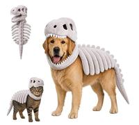 Pet Dinosaur Skeleton Costume, Dog Cat Halloween Outfit | 3D T-Rex Hood with Bones & Tail, 120cm Purple for Medium Large Pets, Cosplay Party(Grey,90cm)