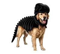 Pet Dinosaur Skeleton Costume Glow-in-the-Dark Halloween Outfit | Soft plush Pet Dinosaur Skeleton Costume features glow in dark 3D detail for Halloween parties L B