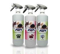 Pet Disinfectant Pre Filled 3x1L Spray 100% Recycled Bottle, Deodoriser, Cleaner, Kennels, Artificial Grass (Garden Pack)