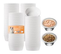 Pet Disposable Bowl Liners, Small Paper Dish Pads for Cats & Small Dogs, Round Feeding Station Inserts, Compatible with Dry or Wet Food, Leak-Resistant Meal Mats, 600 Count, White