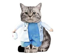 Pet Doctor Costume - Funny Cat Cosplay Outfit with 3D Effect, Doctor Uniform Style | Halloween Costume for Small Dogs and Cats, Funny Pet Clothes for