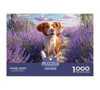 Pet Dog 1000 Pc Puzzle Game for Men Women - Hound in Lavender Field The Whole Family Activity Educational Game Challenge52x38cm/1000pcs