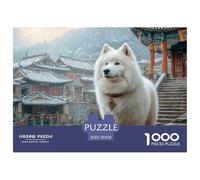 Pet Dog 1000 Pc Puzzle Game for Men Women - Samoyed at Traditional Pavilion The Whole Family Activity Educational Game Challenge70x50cm/1000pcs