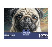 Pet Dog 1000 Piece Puzzle - Pug Portrait with Heart Puzzles for Adults Educational Game Jigsaw Puzzle Fun Present for Home38x26cm/1000pcs