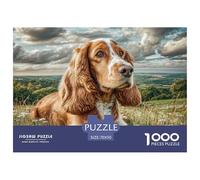 Pet Dog 1000 Piece Recycled Paper Puzzle Game - Spaniel Lying on Grass The Whole Family Activity for Home Wall Decoration70x50cm/1000pcs