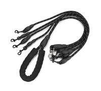 Pet Dog 4-Ways Traction Rope Accessory Outdoor Walking Black Nylon 1.5m Metal Buckle Small Dogs Cats