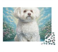 Pet Dog Adult Jigsaws 1000Pc | Educational Decompression Fluffy White Dog Sitting Wall Decoration & Great Gift 52x38cm/1000pcs