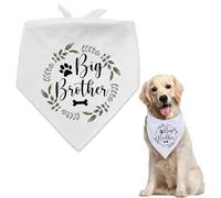 Pet Dog Bandana - 1Pcs White Cotton Triangle Dog Scarf Bandanas Big Brother Plant Bone Pattern Dog Kerchief Puppy Cat Scarf Bibs Accessories for Small Medium Dogs Pets Birthday Party Gifts,42*42*62cm