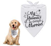 Pet Dog Bandana for Wedding Engagement Gift My Humans are Getting Married Scarf Puppy Triangle Kerchief Pet Accessories for Dog Lovers Wedding Photo Prop Engagement Announcement 62cm White