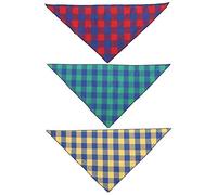 Pet Dog Bandana Soft Cotton Plaid Neck Scarf for Weddings Parties Family Picnics, 3pcs (S)