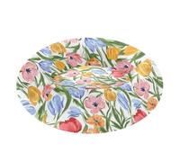 Pet Dog Bed Donut Cuddler Fluffy Cat Pillow Bed for Medium Size Pets Supplies M Spring Flowers Tulips Orchid Peonies White