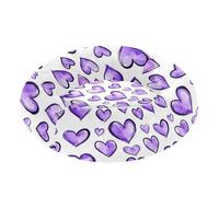 Pet Dog Bed Donut Cuddler Fluffy Kitten Beds for Extra Small Size Pets Sleeping M Purple Hearts Watercolor Cartoon