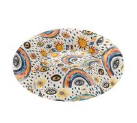 Pet Dog Bed Warm & Cozy Fluffy Calming Bed for Extra Small Size Pets Supplies S Evil Eyes Ball Moon Sun on Rainbows