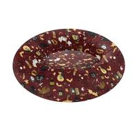 Pet Dog Bed Warm & Cozy Fluffy Cat Cave Bed for Extra Small Size Pets Sleeping M Gold Halloween Music and Magic Pattern