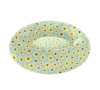 Pet Dog Bed Warm & Soft Fluffy Kitten Beds for Extra Small Size Pets Sleeping M Yellow Daisies on Blue Pattern