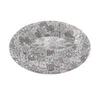 Pet Dog Beds Anti-Slip Fluffy Cat Pillow Bed for Medium Size Pets Sleeping M Crowded Cute Gray Cat Pattern