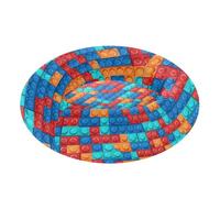Pet Dog Beds Anti-Slip Fluffy Orthopedic Dog Bed for Extra Small Size Pets Sleeping M Colorful Building Blocks