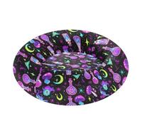 Pet Dog Beds Donut Cuddler Fluffy Dog Cave Bed for Extra Small Size Pets Sleeping S Neon Goth Magic Witch