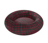 Pet Dog Beds Donut Cuddler Fluffy Puppy Beds for Small Size Pets Sleeping M Red and Green Checkered