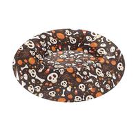 Pet Dog Beds Relieve Stress Fluffy Dog Cave Bed for Extra Small Size Pets Sleeping M Halloween Skulls Bats Bones Crows