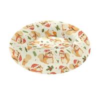 Pet Dog Beds Warm & Cozy Fluffy Dog Cave Bed for Small Size Pets Supplies M Cartoon Chipmunks with Xmas Hat Beige