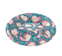 Pet Dog Beds Warm & Soft Fluffy Dog & Cat Cushion for Extra Small Size Pets Sleeping XS Cartoon Axolotl with Xmas Hat Snowflake Dots