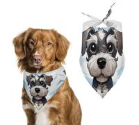 Pet Dog Birthday Bandanas Adorable Schnauzer Washable Printing Bib Scarf Accessories Pet Triangle Bid Scarf Kerchief for Dogs Or Cats