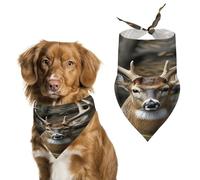 Pet Dog Birthday Bandanas Camouflage Deer Washable Printing Bib Scarf Accessories Pet Triangle Bid Scarf Kerchief for Dogs Or Cats