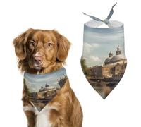 Pet Dog Birthday Bandanas Canal And Church Washable Printing Bib Scarf Accessories Pet Triangle Bid Scarf Kerchief for Dogs Or Cats