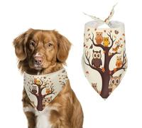 Pet Dog Birthday Bandanas Cartoon Family Owls On The Brown Tree Washable Printing Bib Scarf Accessories Pet Triangle Bid Scarf Kerchief for Dogs Or Cats