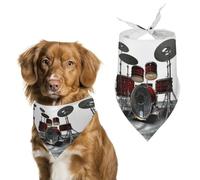Pet Dog Birthday Bandanas Cool Drum Set Washable Printing Bib Scarf Accessories Pet Triangle Bid Scarf Kerchief for Dogs Or Cats