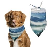 Pet Dog Birthday Bandanas Foggy Mountains Landscape Washable Printing Bib Scarf Accessories Pet Triangle Bid Scarf Kerchief for Dogs Or Cats