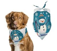 Pet Dog Birthday Bandanas Lovely Christmas Cartoon Skiing Snowman Snowflake Washable Printing Bib Scarf Accessories Pet Triangle Bid Scarf Kerchief for Dogs Or Cats