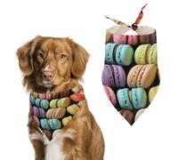 Pet Dog Birthday Bandanas Macaron Biscuit Flavored Pastries Washable Printing Bib Scarf Accessories Pet Triangle Bid Scarf Kerchief for Dogs Or Cats