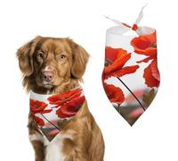 Pet Dog Birthday Bandanas Poppy Flowers Vivid Petals Washable Printing Bib Scarf Accessories Pet Triangle Bid Scarf Kerchief for Dogs Or Cats