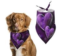 Pet Dog Birthday Bandanas Purple Hearts Washable Printing Bib Scarf Accessories Pet Triangle Bid Scarf Kerchief for Dogs Or Cats