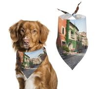Pet Dog Birthday Bandanas Street of Italy Washable Printing Bib Scarf Accessories Pet Triangle Bid Scarf Kerchief for Dogs Or Cats