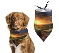 Pet Dog Birthday Bandanas Sunset Over The Vineyards Washable Printing Bib Scarf Accessories Pet Triangle Bid Scarf Kerchief for Dogs Or Cats