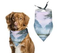 Pet Dog Birthday Bandanas Swamp Landscape Washable Printing Bib Scarf Accessories Pet Triangle Bid Scarf Kerchief for Dogs Or Cats