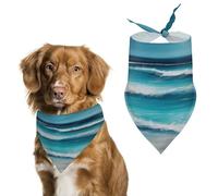 Pet Dog Birthday Bandanas Turquoise Beach Original Seascape Washable Printing Bib Scarf Accessories Pet Triangle Bid Scarf Kerchief for Dogs Or Cats